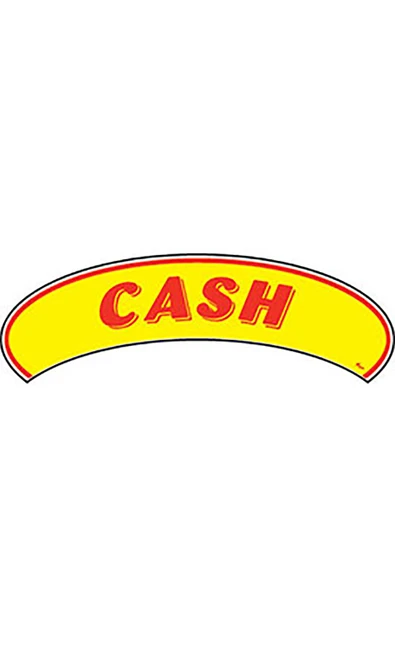 Arch Windshield Slogan Sticker - Red/Yellow - "Cash"