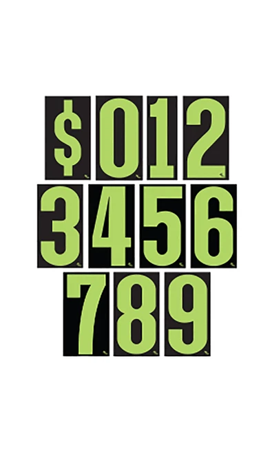 5 ½ inch Neon Green/Black Windshield Number Kit