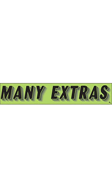 Rectangular Slogan Windshield Sticker - Green - "Many Extras"