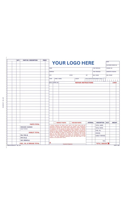 Custom Pay Repair Order Form
