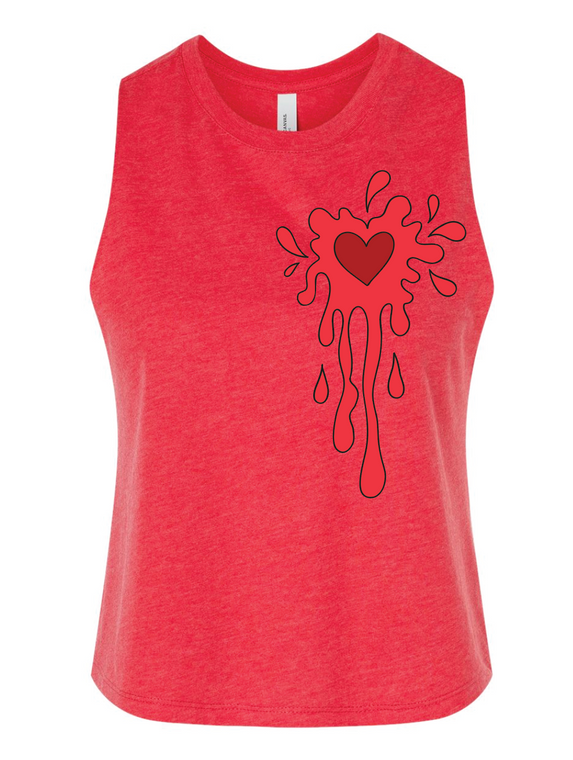 Shot Through the Heart Red Racerback Crop