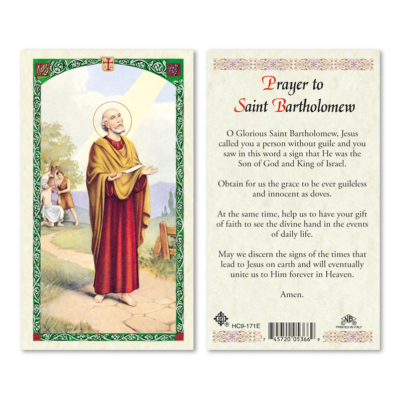 St. Bartholomew Laminated Prayer Cards