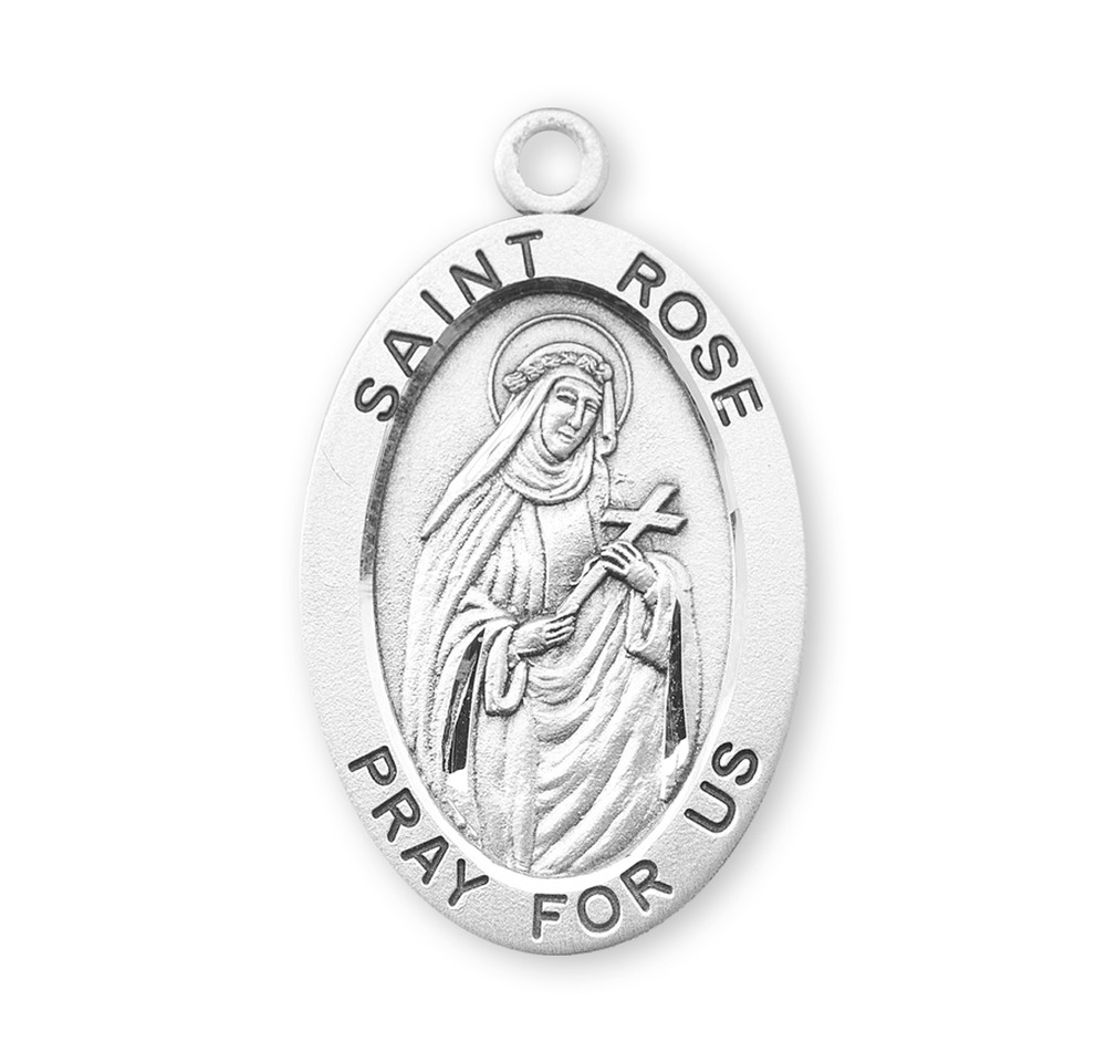Patron Saint Rose Oval Sterling Silver Medal