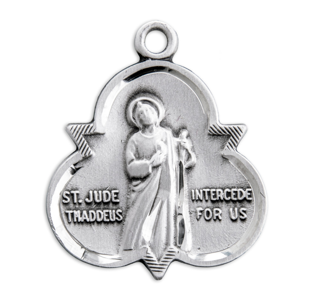 Saint Jude Thaddeus Sterling Silver Trinity Symbol Medal