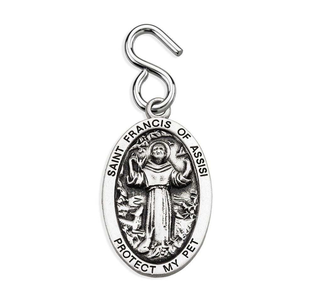 Saint Francis of Assisi Oval Sterling Silver Pet Medal