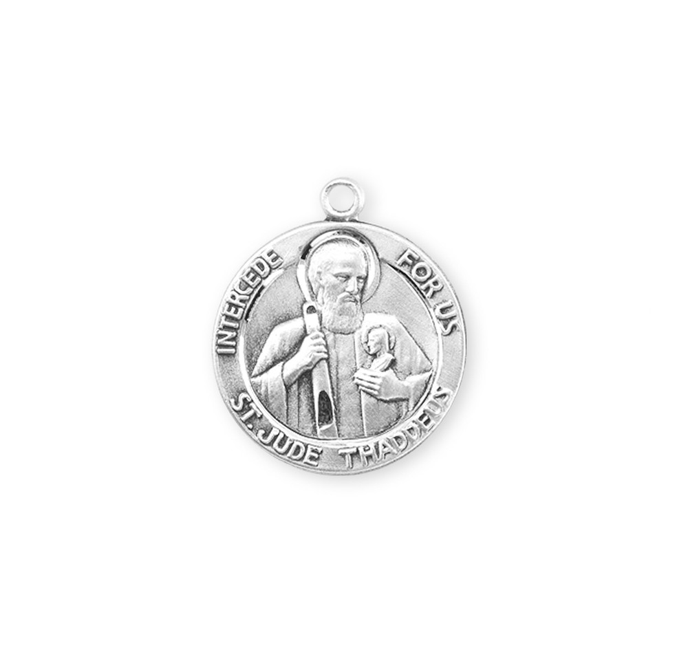 Saint Jude Thaddeus Round Sterling Silver Medal