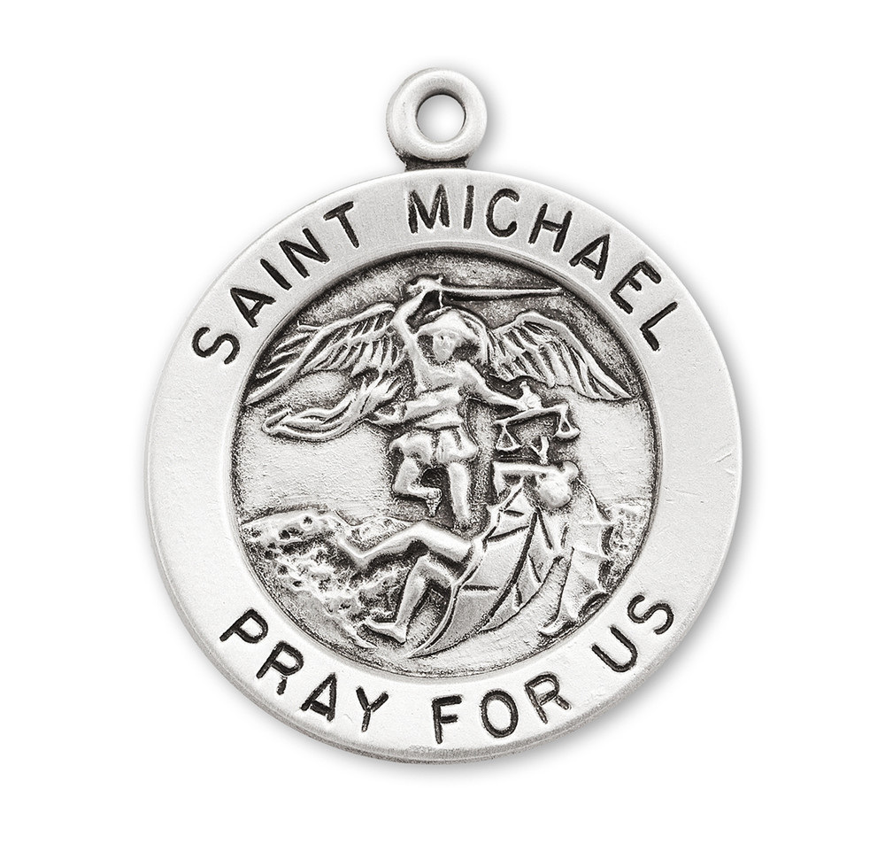 Patron Saint Michael the Archangel Round Sterling Silver Medal