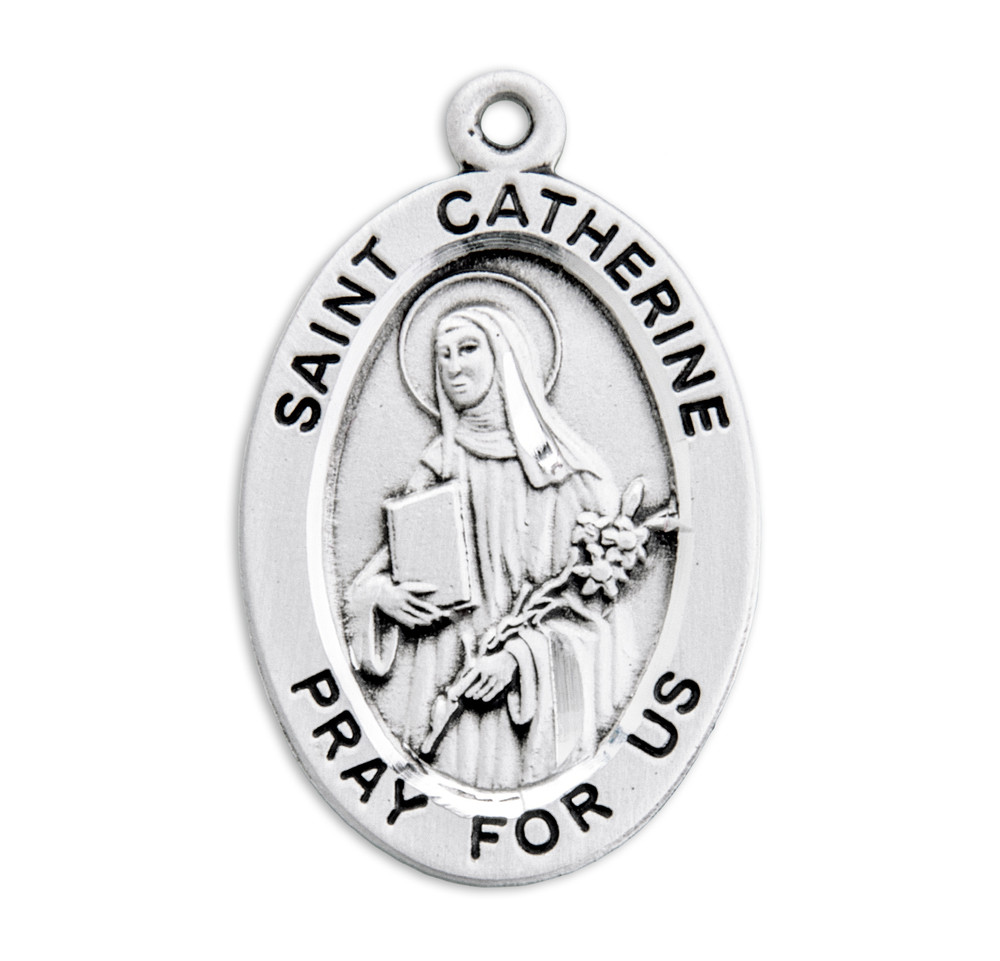 Patron Saint Catherine of Siena Oval Sterling Silver Medal