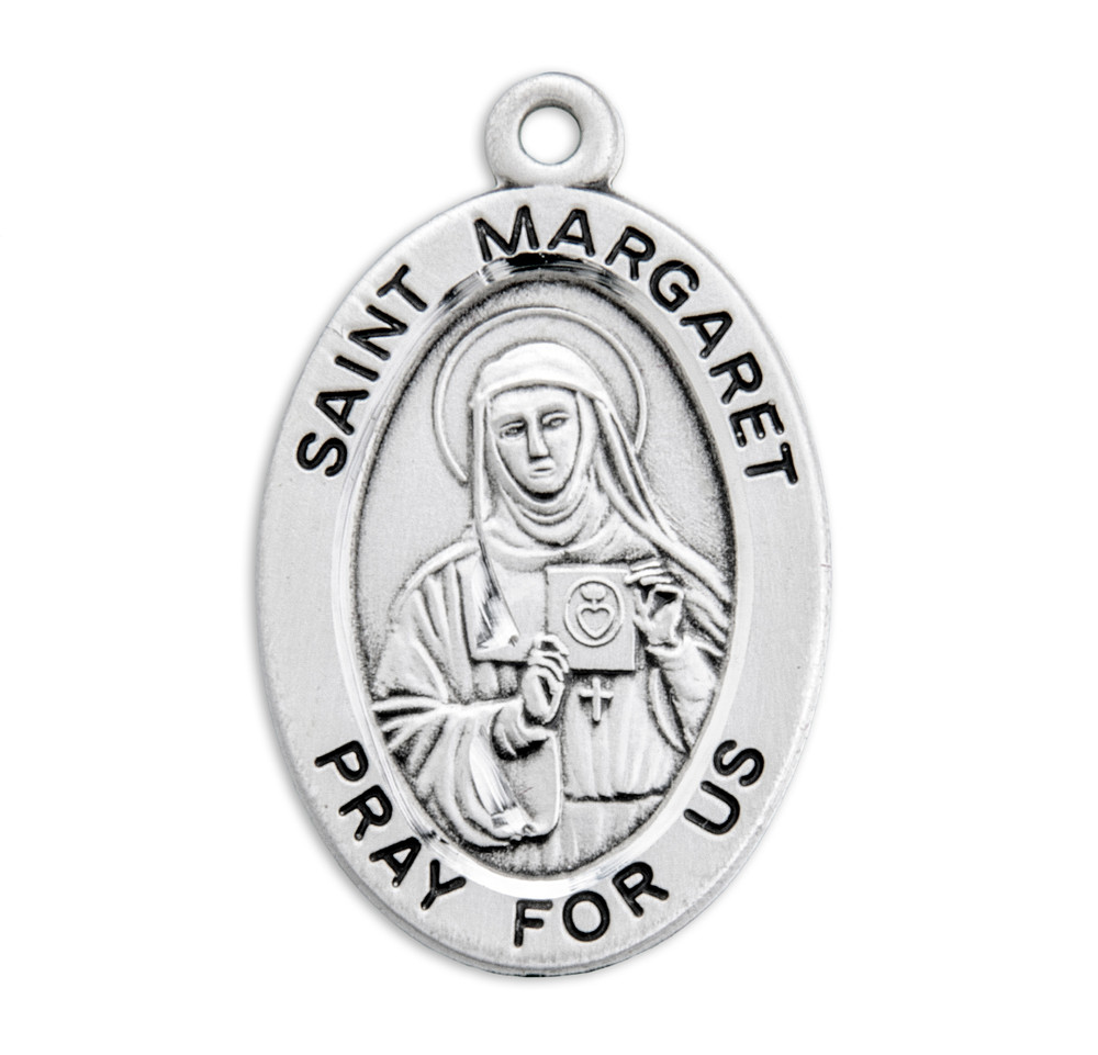 Patron Saint Margaret Oval Sterling Silver Medal