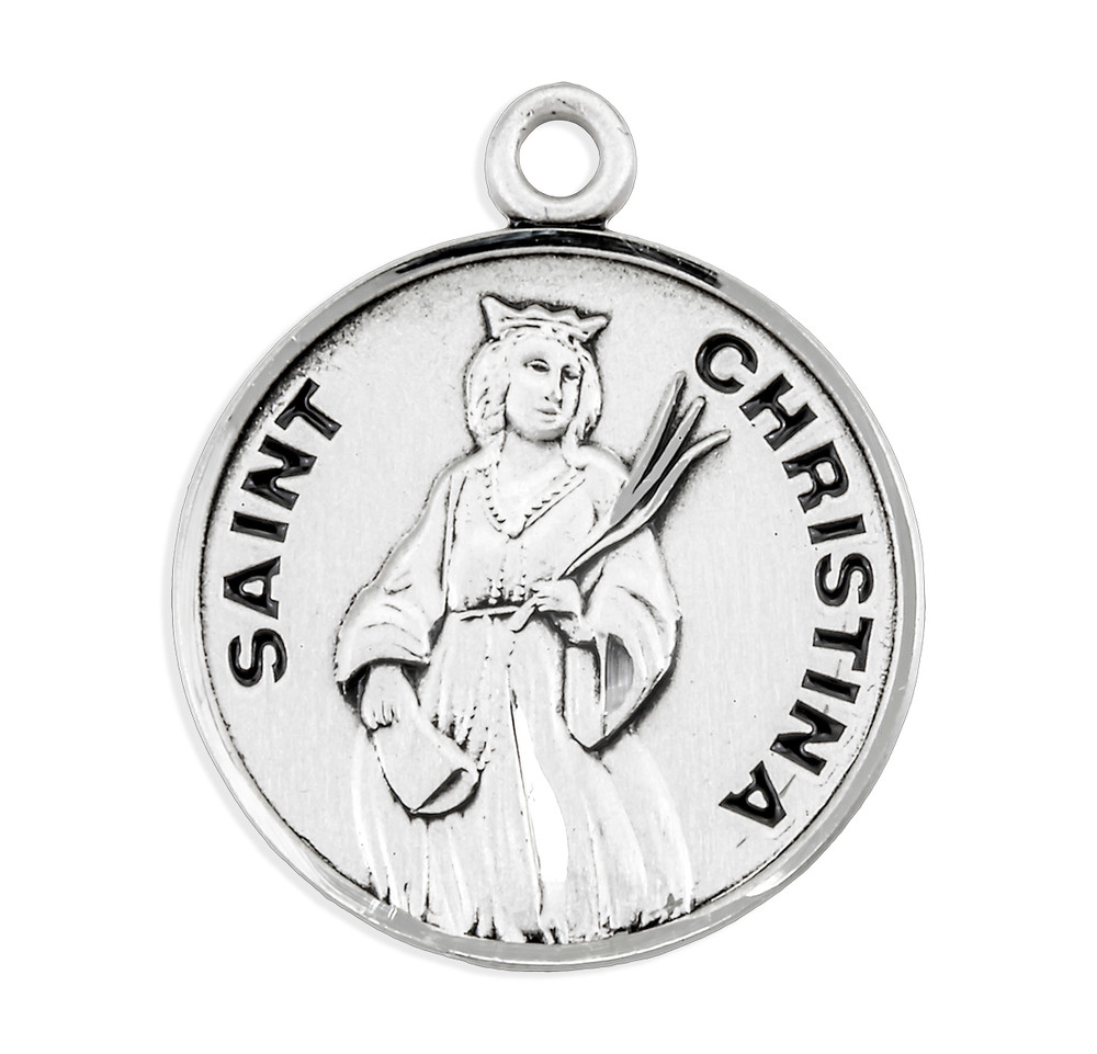 Patron Saint Christina Round Sterling Silver Medal