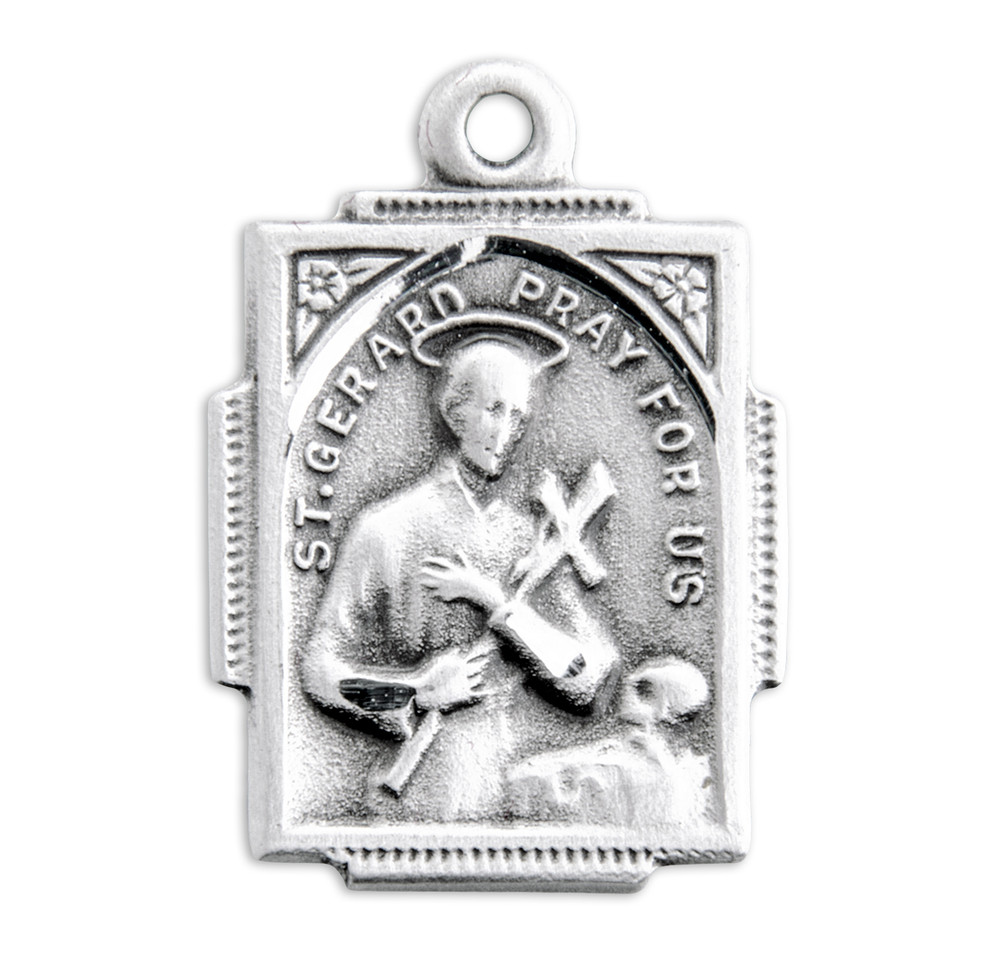Saint Gerard Square Sterling Silver Medal