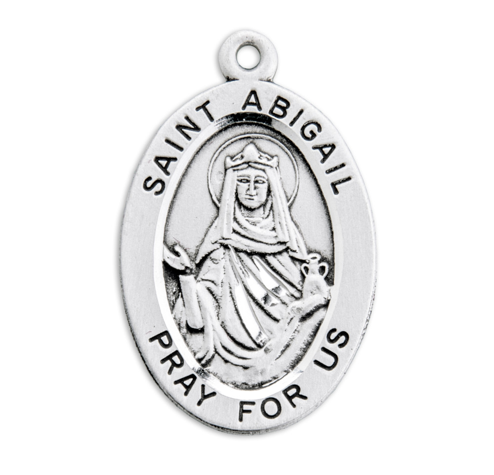 Patron Saint Abigail Oval Sterling Silver Medal