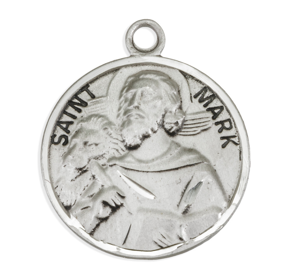 Patron Saint Mark Round Sterling Silver Medal