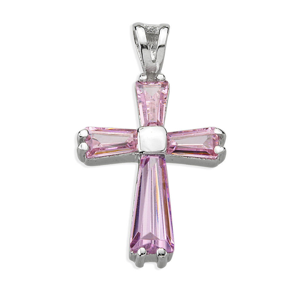 Pink Zirconia Cross Pendant