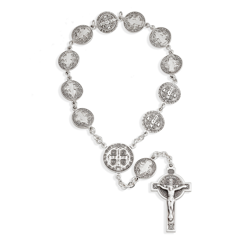 Single Decade Saint Benedict Sterling Silver One Decade Rosary
