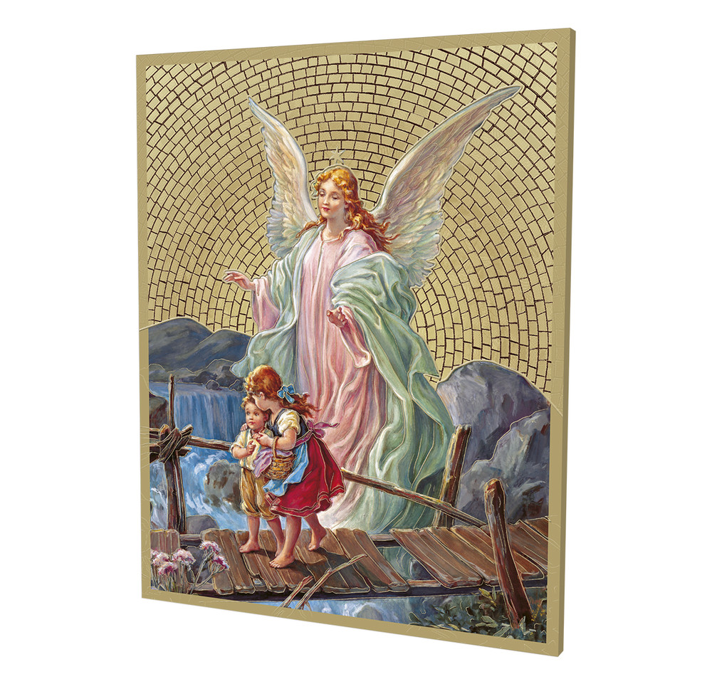 Guardian Angel Gold Foil Mosaic Plaque
