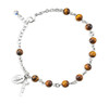 Genuine Tiger Eye Round Sterling Silver Rosary Bracelet