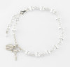 Corrugated Embossed Round Sterling Silver Rosary Bracelet