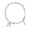 Sterling Silver Rosary Bracelet Created with 6mm Aurora Borealis Finest Austrian Crystal Round Beads by HMH