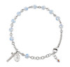 Sterling Silver Rosary Bracelet Created with 6mm Opal Finest Austrian Crystal Round Beads by HMH