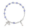 Sterling Silver Rosary Bracelet Created with 6mm Tanzanite Finest Austrian Crystal Round Beads by HMH Sterling Silver Rosary Bracelet Created with 6mm Tanzanite Finest Austrian Crystal Round Beads by HMH