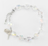 Sterling Silver Rosary Bracelet Created with 10mm Aurora Borealis Finest Austrian Crystal Round Beads by HMH Sterling Silver Rosary Bracelet Created with 10mm Aurora Borealis Finest Austrian Crystal Round Beads by HMH