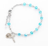 Aqua Round Faceted Crysta Rosary Bracelet