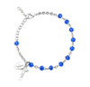 Caribbean Blue Round Faceted Crystal Rosary Bracelet