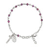 Rosary Bracelet Created with 4mm Amethyst Finest Austrian Crystal Rondelle Beads by HMH Rosary Bracelet Created with 4mm Amethyst Finest Austrian Crystal Rondelle Beads by HMH