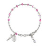 Rosary Bracelet Created with 4mm Pink Finest Austrian Crystal Rondelle Beads by HMH