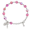 Rosary Bracelet Created with 8mm Pink Finest Austrian Crystal Round Beads by HMH
