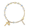 Gold Plated Rosary Bracelet Created with 6mm Aurora Borealis Finest Austrian Crystal Round Beads by HMH