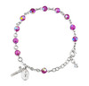 Rosary Bracelet Created with 6mm Fuchsia Finest Austrian Crystal Round Beads by HMH
