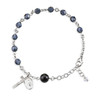 Rosary Bracelet Created with 6mm Graphite Finest Austrian Crystal Round Beads by HMH