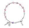 Rosary Bracelet Created with 6mm Light Rose Finest Austrian Crystal Round Beads by HMH