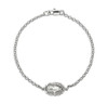 Sterling Silver Miraculous Medal on Platinum Plated Rolo Chain Bracelet 7 1/2"