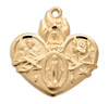 Gold Over Sterling Silver Heart Shape 4-Way Medal