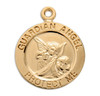 Guardian Angel Small Round Gold Over Sterling Silver Pendant