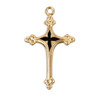 Gold Over Sterling Silver Cross with Blue Enameled Center