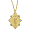 Gold Over Sterling Silver Miraculous Medal Set with Light Sapphire Crystals Gold Over Sterling Silver Miraculous Medal Set with Light Sapphire Crystals