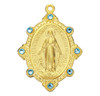 Gold Over Sterling Silver Miraculous Medal Set with Light Sapphire Crystals Gold Over Sterling Silver Miraculous Medal Set with Light Sapphire Crystals