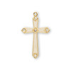 Gold Over Sterling Silver Pearl Enameled Cross with Five Crystals