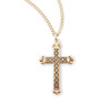 Gold Over Sterling Silver Cross with Black Enamel Design