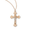 Fancy Engraved Gold Over Sterling Silver Two Toned Crucifix