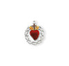 Sterling Silver Red Enameled Heart "Crown of Thorns" Medal