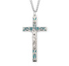 High Polished Blue Enameled Sterling Silver Crucifix