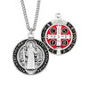 Sterling Silver St. Benedict Pendant with Black and Red Epoxy
