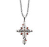 Sterling Silver Ornate Crucifix with Fire Red CZ Accents