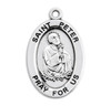 Patron Saint Peter Oval Sterling Silver Medal