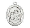 Sterling Silver St. Joseph Pendant with Scalloped Border